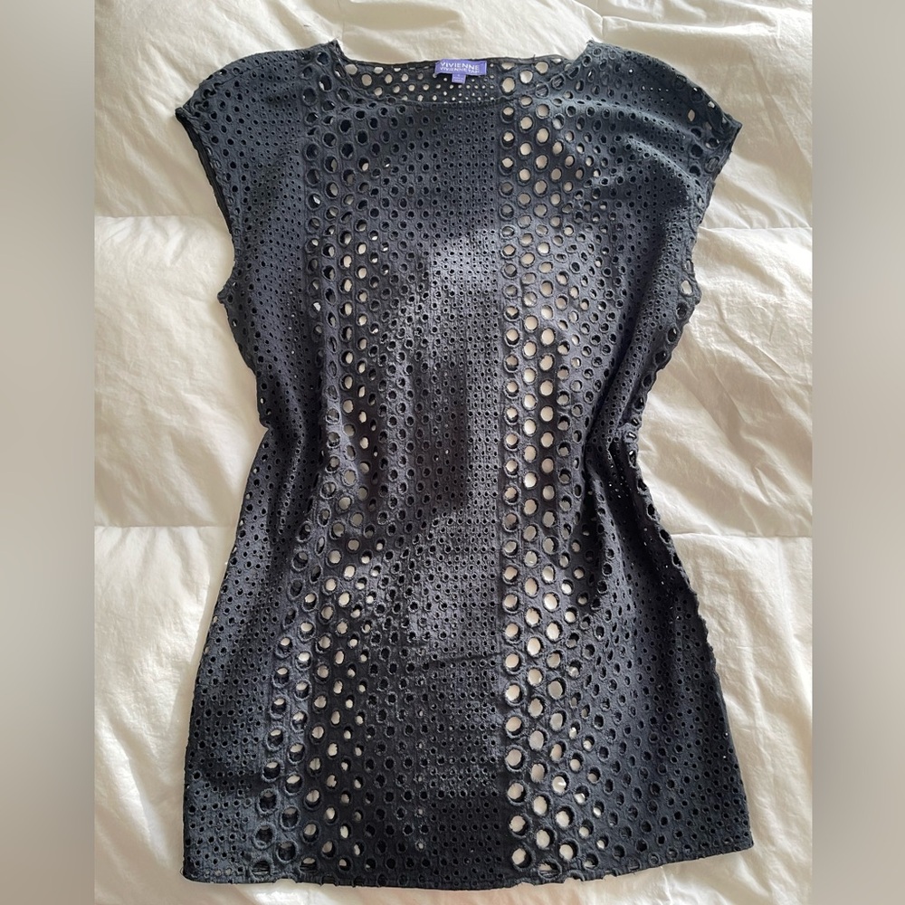 Vivienne Tam Eyelet Black Top